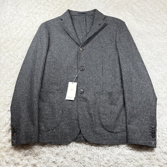 Mango Man Blazer Mens US 42 Wool Houndstooth Slim Fit Italian Preppy Dress Work